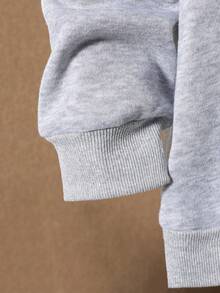 男大童卡通圖案加絨內裏衛衣和衛褲 - 灰色 - 查看 5