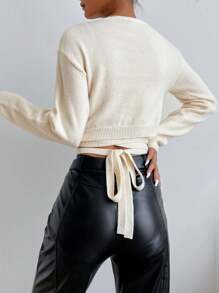 Chiquease 圍裹後綁帶開襟衫