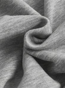 SHEIN MOD 正面繫帶不對稱下擺抽繩連帽衫 - 灰色 - 查看 4