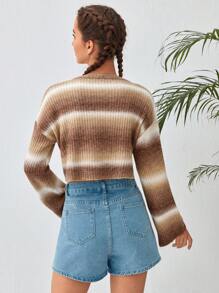 Soleia Ombre Drop Shoulder Crop Sweater - Multicolor - View 2