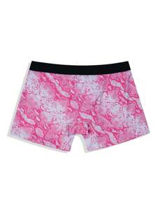 Men Snakeskin Print Contrast Tape Boxer Brief - Hot Pink - View 2