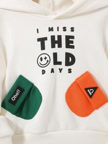 SHEIN 嬰兒男女款休閒加厚帶可愛3d帽子紋身的連帽衫,長袖 - 彩色 - 查看 5