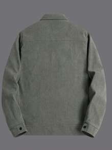 男士翻盖口袋保暖内衬灯芯绒夹克，防风 - 薄荷綠 - 查看 2