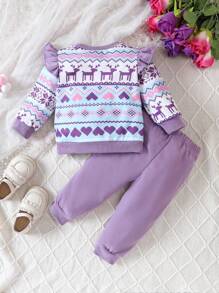 Bluza i spodnie dresowe dla dziewczynki Baby Print z falbanami