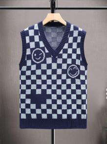 Aesthetic Post Nam Kiểm tra máy & Diễn đạt Mẫu Áo len vest - Màu xanh hải quân - Xem 1
