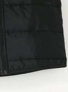 SHEIN Young Boy 1pc Zipper Front Hooded Vest Padded Coat - Black - View 3