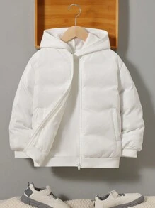 SHEIN Tween Boy 3D Cartoon Graphic Padded Coat - White - View 5