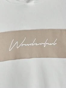 GENTILAND Men Letter Graphic Kangaroo Pocket Hoodie & Drawstring Waist Sweatpants - Multicolor - View 3