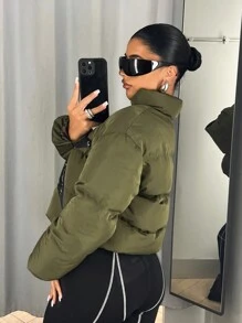 SHEIN ICON Star Print Zip Up Padded Coat - Multicolor - View 2