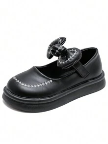 女童平底鞋可愛蝴蝶結 PU 皮學校戶外休閒鞋