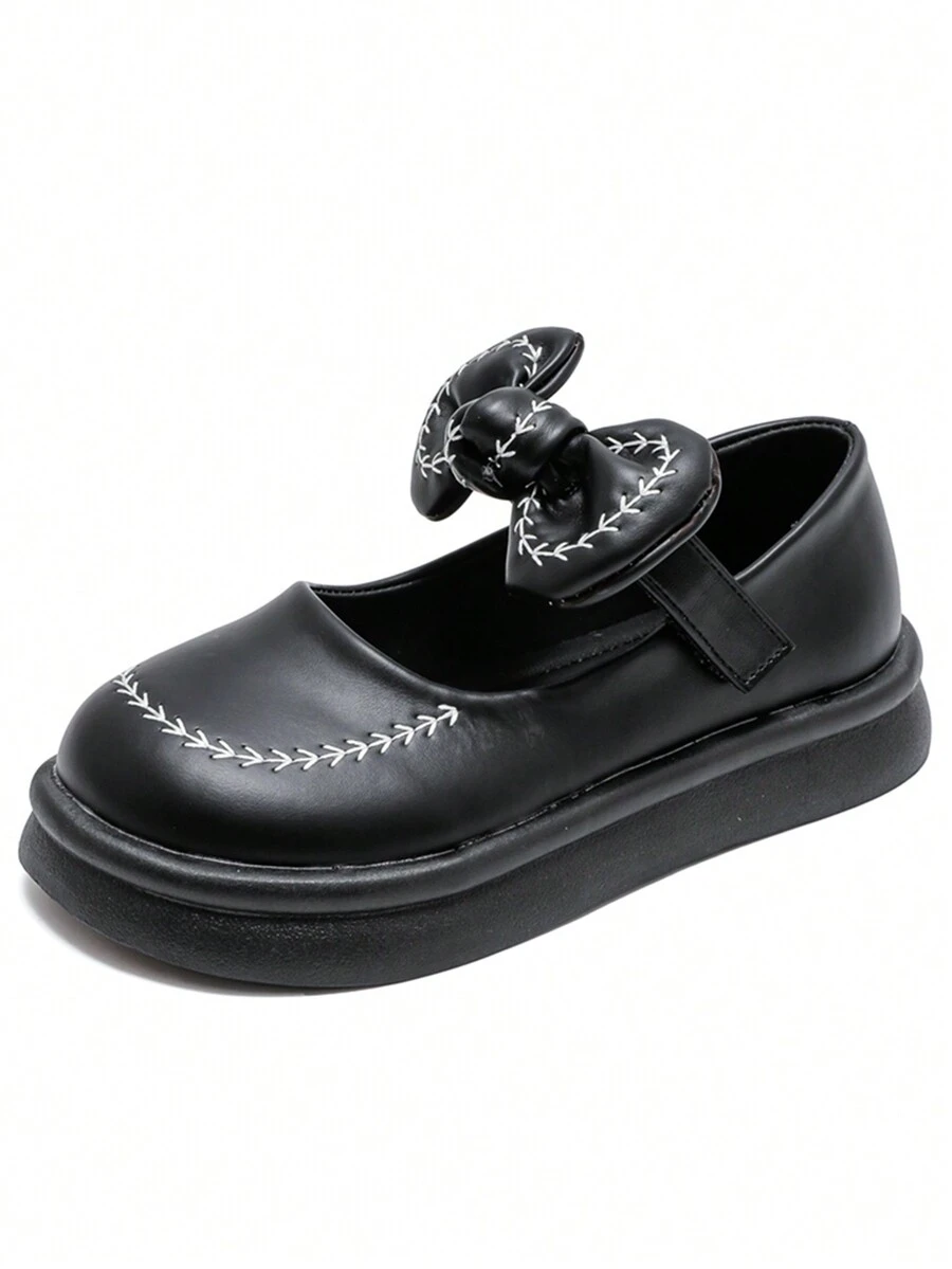 女童平底鞋可愛蝴蝶結 PU 皮學校戶外休閒鞋