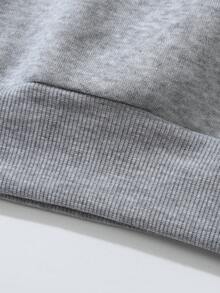 SHEIN Unity Mountain & Letter Graphic Thermal Pullover - Grey - View 5