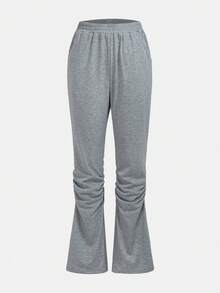 Ariqdhaksinargha 素色褶邊喇叭衛褲 - 灰色 - 查看 2