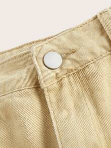 SHEIN MOD Flap Pocket Side Cargo Jeans - Apricot - View 4