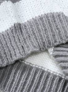 Manfinity Hypemode 男士條紋破洞毛衣 - 淺灰色 - 查看 6