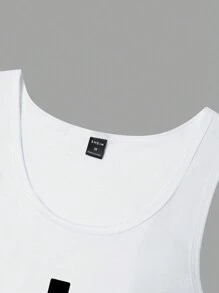 Manfinity LEGND Hombres Camiseta sin mangas con estampado de letra - Blanco - Ver 4