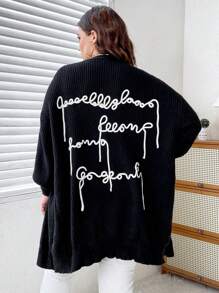 Celure 大码落肩开衫 - 黑色 - 查看 1