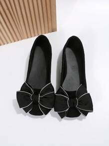 Women's Spring/Autumn New Arrival Bow Knot Flat Shoes - Black - View 4