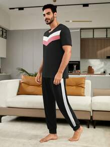Men Chevron Print PJ Set / Pajama Set