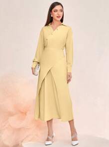 Modelyn Robe Unicolore À Bouton