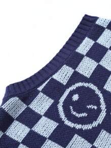 Aesthetic Post Nam Kiểm tra máy & Diễn đạt Mẫu Áo len vest - Màu xanh hải quân - Xem 3