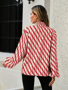 SHEIN Clasi Allover Print Keyhole Neckline Blouse - Multicolor - View 2