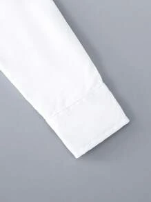 Tween Boy Contrast Striped Tape Patched Pocket Shirt Without Tee - White - View 6