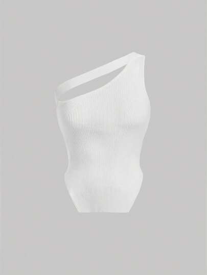 SHEIN MOD 素色單肩針織上衣