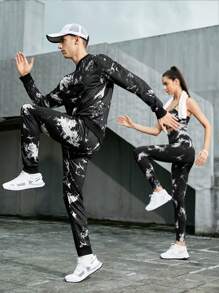 Gym Rark Boyfriend Style Men Tie Dye Sports Sweatshirt & Sweatpants, Athletic Suit, Tracksuit Workout Set Gym Set Workout Set - Multicolor - View 1