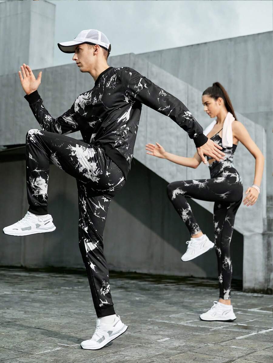 Gym Rark Boyfriend Style Men Tie Dye Sports Sweatshirt & Sweatpants, Athletic Suit, Tracksuit Workout Set Gym Set Workout Set - Multicolor - View 1