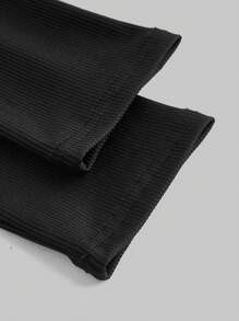 ROMWE Fairycore 蕾絲拼接一字肩T恤 - 黑色 - 查看 3