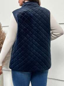 EMERY ROSE Plus Size Floral Print Zipped Sleeveless Padded Coat,Winter Coat Women,Jacket Women Winter Fall Autumn