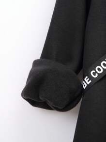 SHEIN 男童泰迪熊图案毛绒连帽卫衣，带斜插口袋和英文印花肩带斜挎包套装，抓绒面料，加厚款 - 棕色 - 查看 5