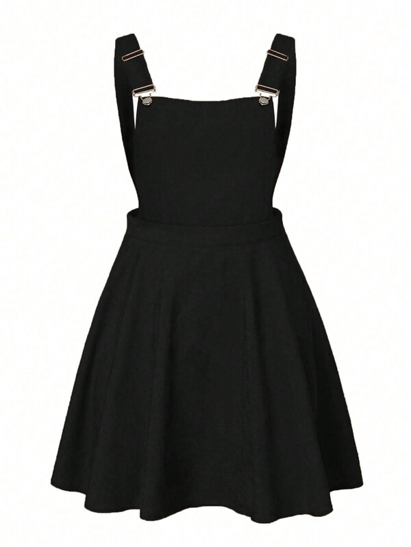 Calvaya Plus Solid Overall Dress Pinafore Dress