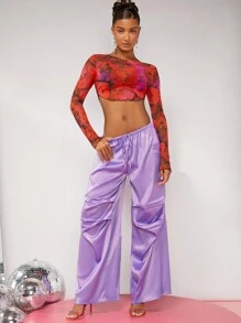 SHEIN BAE Áo crop top in hoa xà lách - Nhiều màu - Xem 5