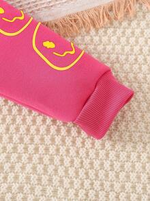 SHEIN Young Girl Letter Graphic Sweatshirt - Hot Pink - View 4