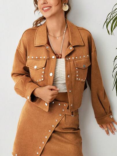 Soleia 鉚釘細節落肩夾克