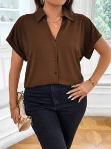 Vionelle Plus Batwing Sleeve Button Front Shirt