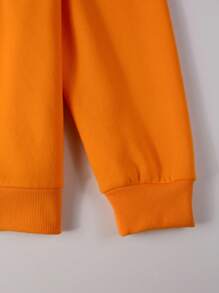 Manfinity Homme Loose Fit Men's Slogan Pattern Thermal Lined Sweatshirt - Yellow - View 4