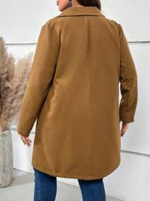 EMERY ROSE Plus Áo khoác cổ có ve áo một bên ngực - Màu Khaki - Xem 2