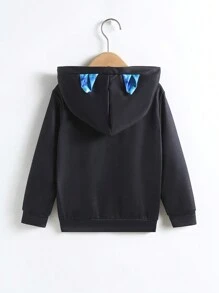 Young Boy Reflective Lion Print Sweatshirt - Black - View 2