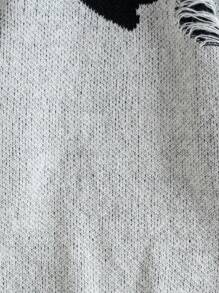 ROMWE MEN Street Life Nam Hai âm Rách Áo len - Xám - Xem 3