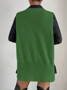 Chiquease Pull Sans Manches Fendu Asymétrique Sans Chemise