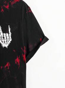 Manfinity BRENVOR Camiseta para hombre con estampado de mano de esqueleto en tie-dye, de verano