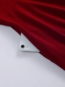 Solid A-line Dress - Burgundy - View 7