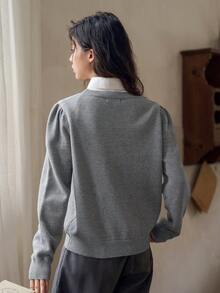 FRIFUL Floral Pattern Sweater Without Blouse - Grey - View 2