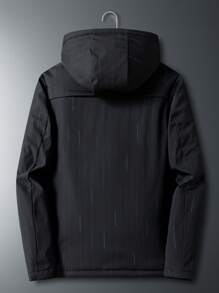 Áo khoác đệm lót có mũ trùm đầu cho nam 1 chi tiết được vá bằng Teddy - màu đen - Xem 2