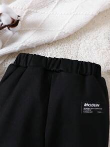 Baby Boy Slogan Patched Thermal Lined Sweatpants - Black - View 3