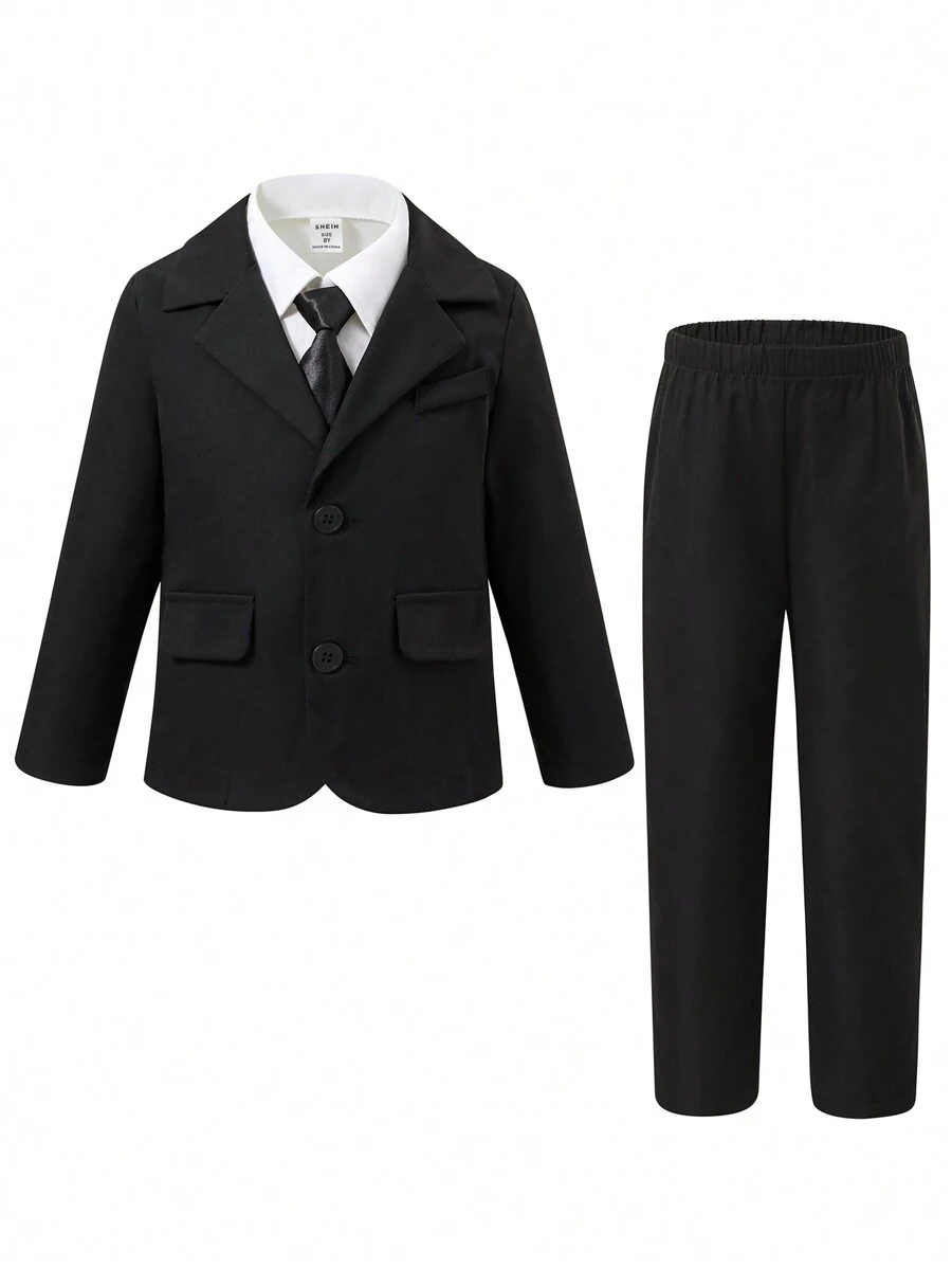 男小童單排釦火焰&西裝褲&襯衫&系帶