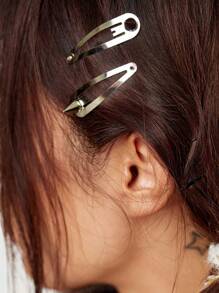 ROMWE Goth 2pcs Women Spiked Decor Hair Clip - Silver - View 2